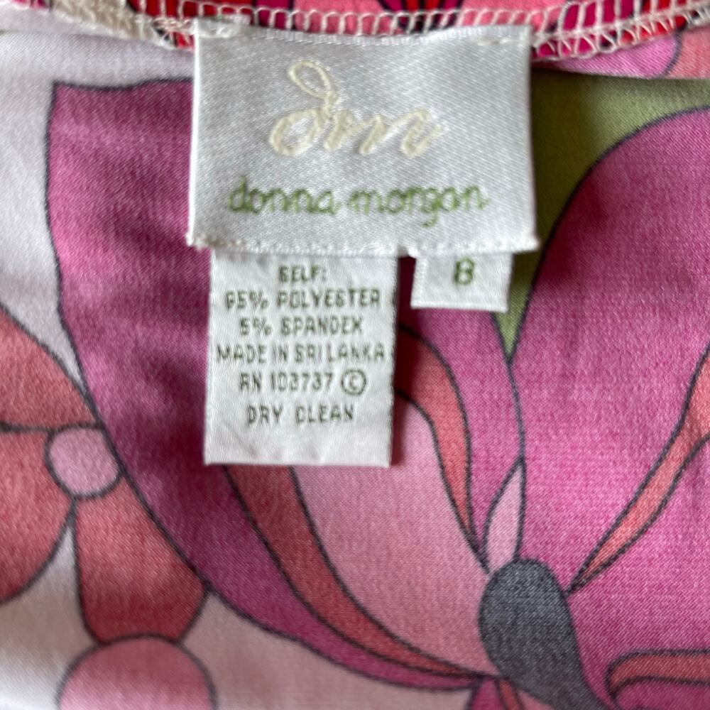 Donna Morgan Red Green Yellow Tropical Floral Sleeveless Fit Flare Boho Dress 8 - Picture 5 of 5